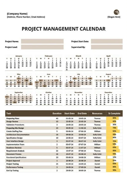 Project Management Google Calendar Template by Template.net